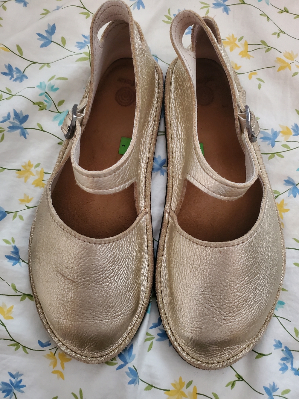Gold Softstar Mary Jane Flats